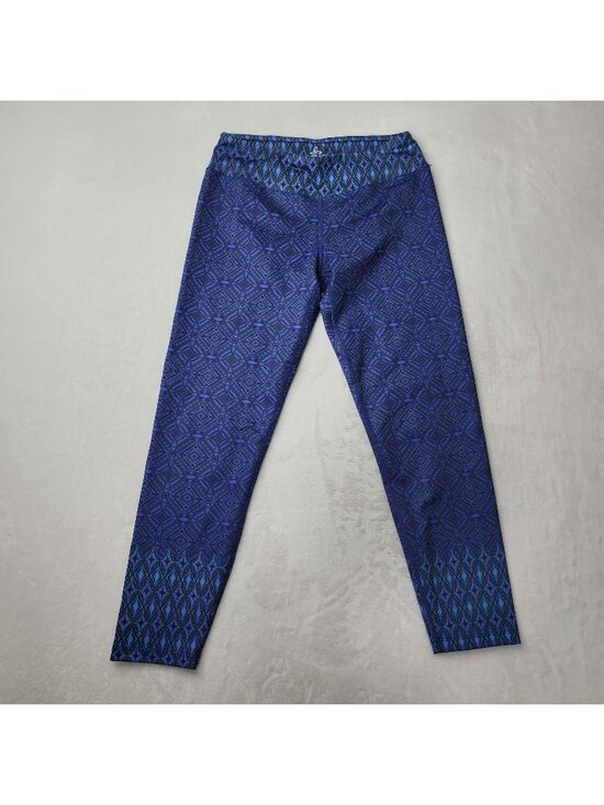 Prana Pants - prAna Women’s Blue Geometric Pattern Capri Leggings Size S Made in USA